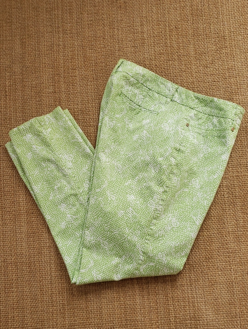 Women's Charter Club Light Green Printed Chinos